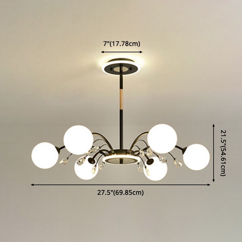 Contemporary Modo Chandelier Lighting Opal Frosted Glass Sitting Room Ceiling Hang Light