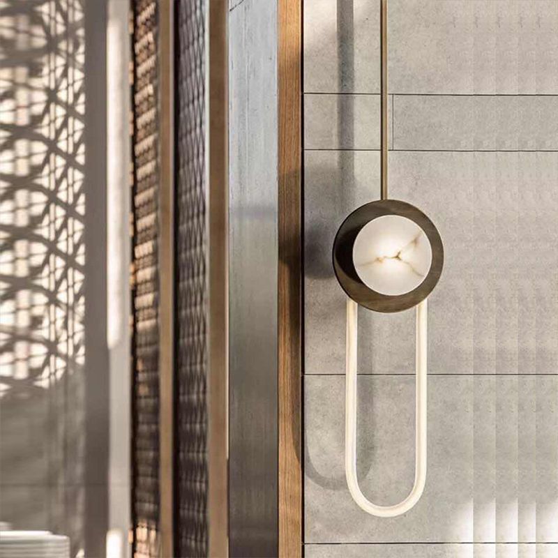 Designer Oval Wall Sconce Light Metallic Doorway LED Wall Mount Lamp in Black-Gold