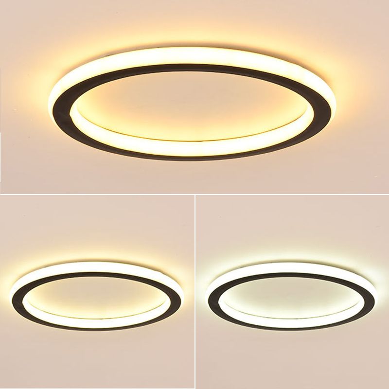 Modern Flush Light Black Metal e Acrylic Led Surface Mount Massimale Luci per Living Room