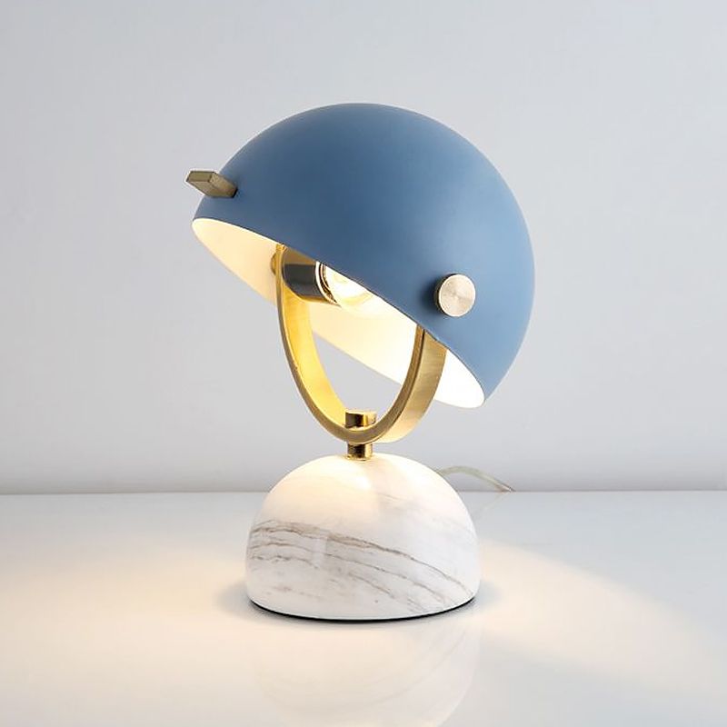 Black/Red Finish Domed Table Lamp Modern Style 1-Bulb Metal Table Light with Marble Base for Bedroom