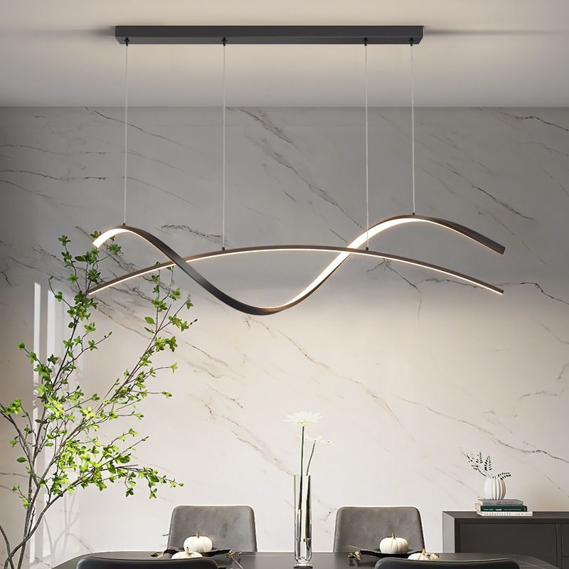 Strip Shape Island Light Modern LED Island Hanging Lamp with Acrylic Shade for Dining Room