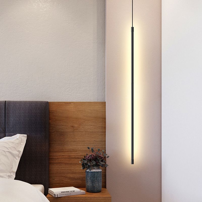 Minimalistische moderne lineare hängende Lampe Metall 1 Licht Anhänger Licht für Wohnzimmer am Nacht