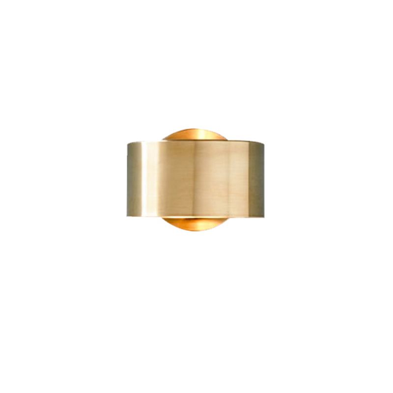 Gold Half-Cylinder Wall Light Fixture Postmodern 1 Light Metal Flush Wall Sconce