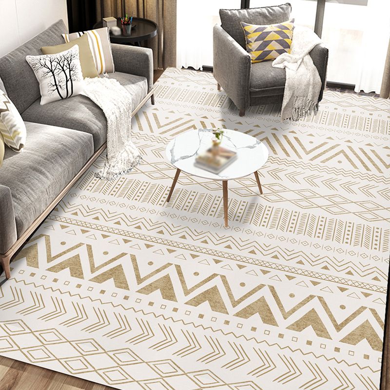 Minimalist Geometry Print Area Carpet Polyester Indoor Rug Non-Slip Backing Area Rug for Living Room