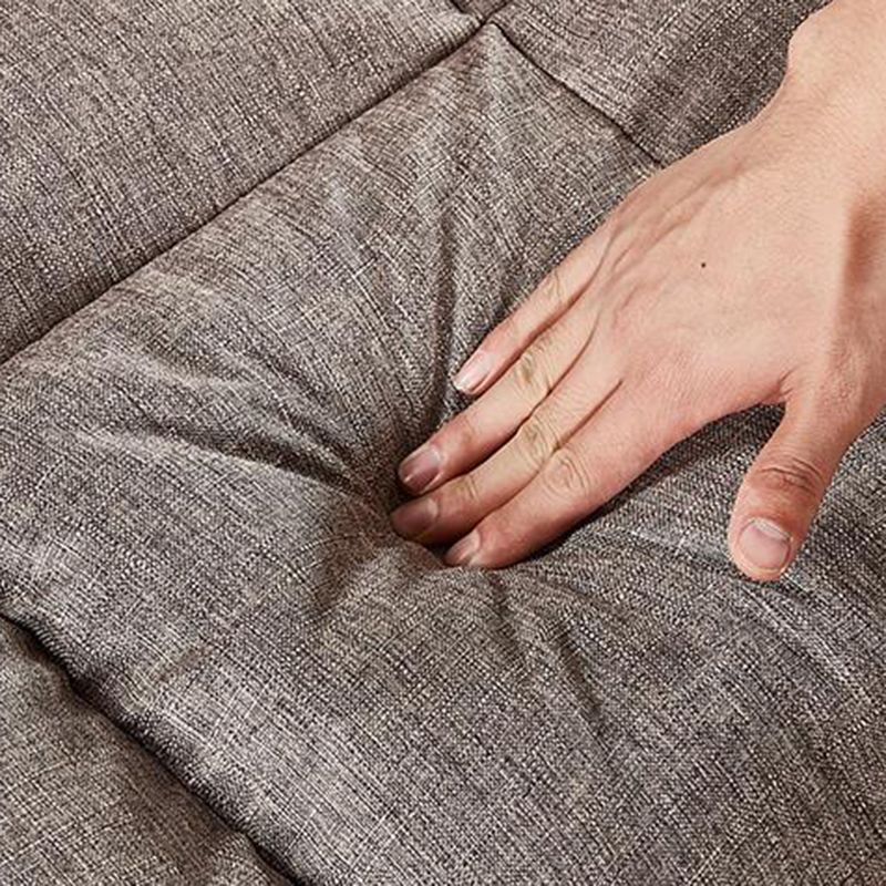 Modern Fabric Square Arm Sofa Standard Biscuit Back 4 Wood Legs Sofa