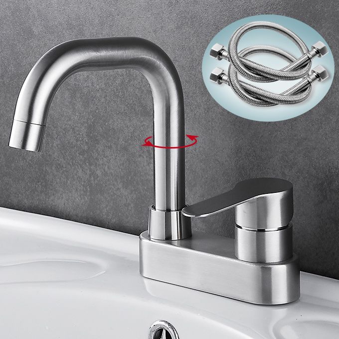 Bathroom Sink 304 Stainless Steel Center Faucet, Single Handle Bathroom Vanity Faucet