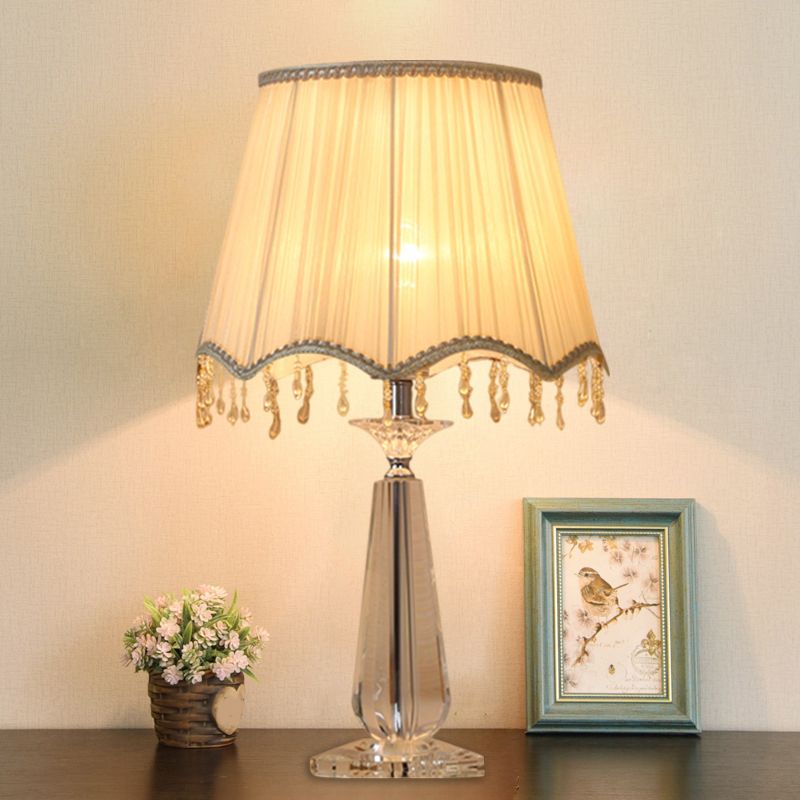 Rot/blau/grün/beige überbackener schatten schatten nachttisch lampe traditionelle Stoff 1 Kopf Schlafzimmer Kristalltisch Leuchte