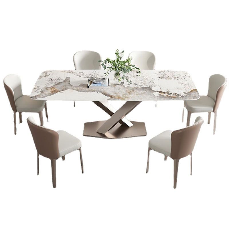 Minimalist Dining Table Sets with Rectangle Shape Table and Upholstered Chairs