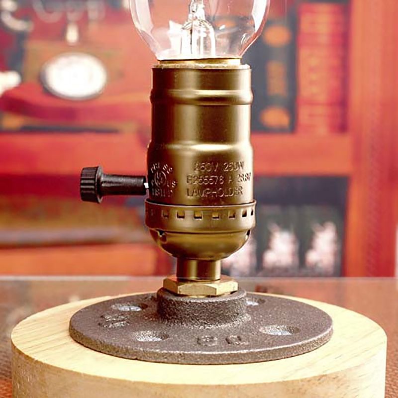 Messing Finish Mini Tischlampe mit Holzbasis Bauernhaus Metal 1 Light Restaurant Tischbeleuchtung