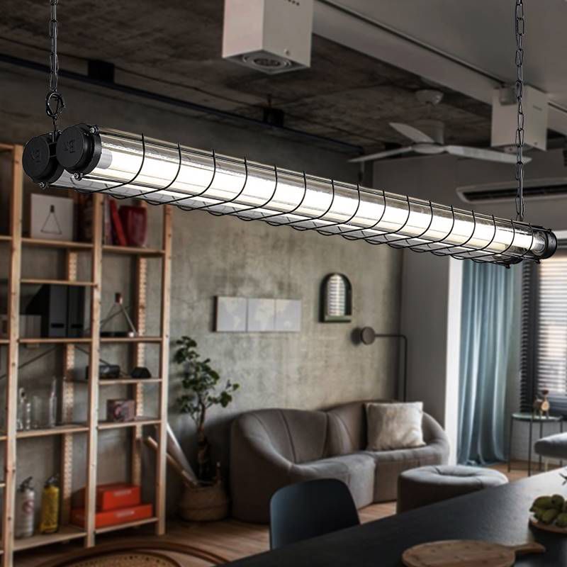 Industrial Style Hanging Lamp Iron Frame Island Light Fixture for Living Room