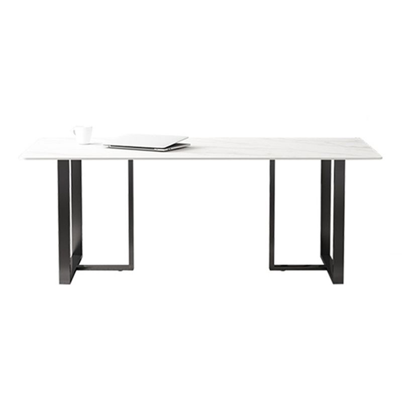 Rectangle Double Pedestal Industrial Table Fixed Table with Sintered Stone