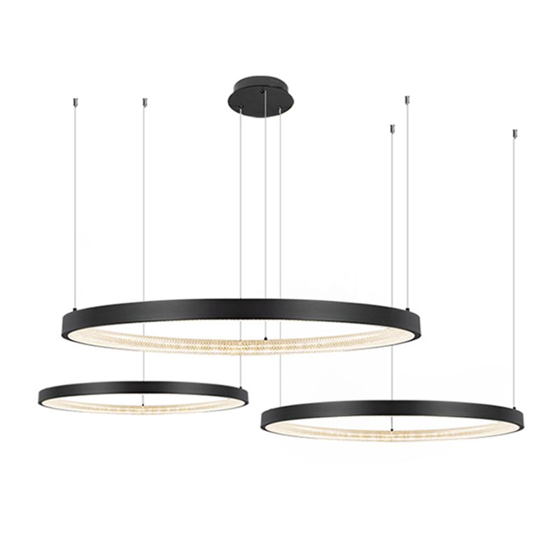 Modern Round Chandelier Light Fixtures Multi-Tier Hanging Pendant Lamps with Acrylic Shade
