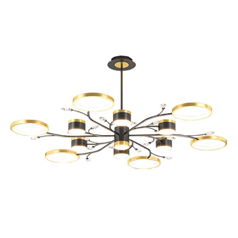 12 koppen plafond hanglamp eenvoud kroonluchter verlichtingsarmaturen in zwart-goud