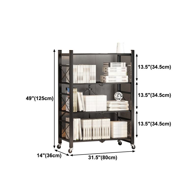 Folding Steel Industrial Etagere Bookshelf Open Bookshelf with Caster Wheels