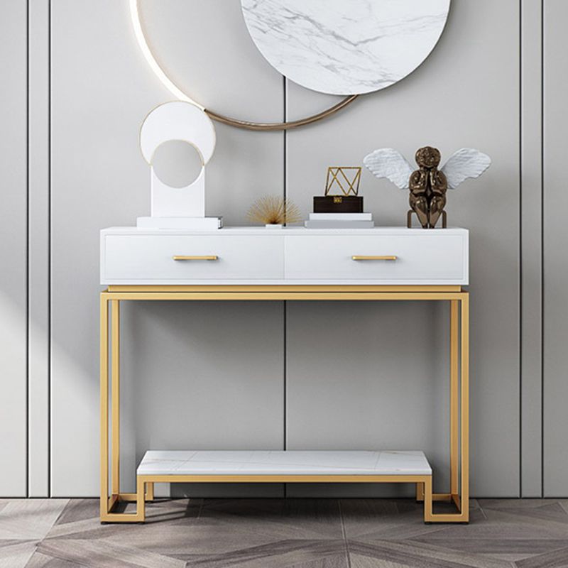 Rectangle Shape Contemporary Console Table 2 Drawers Wood Console Sofa Table