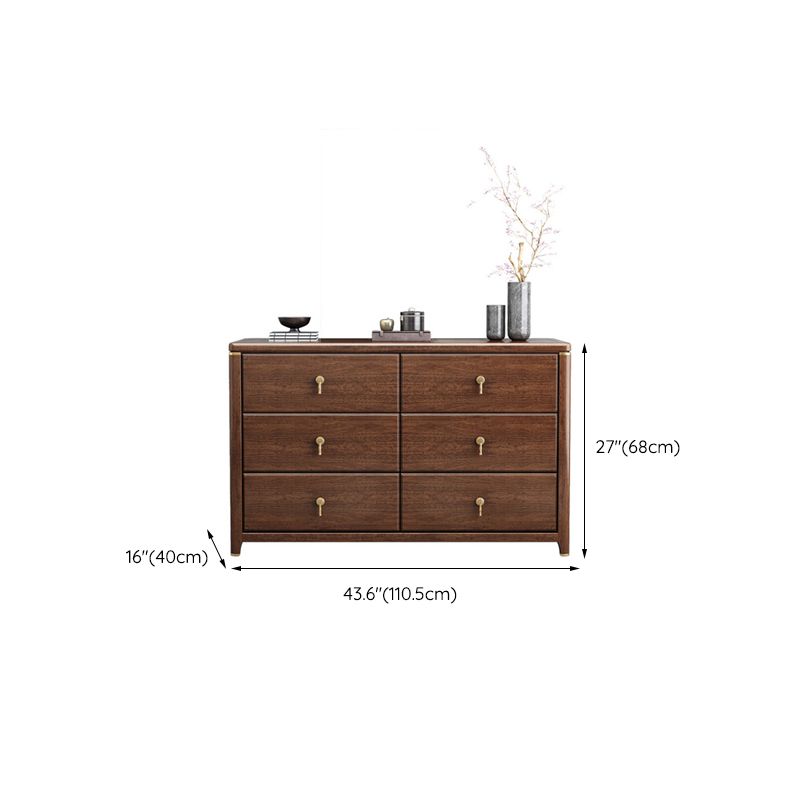 Rectangular Brown Accent Chest Rubberwood Chest with Storage Drawers