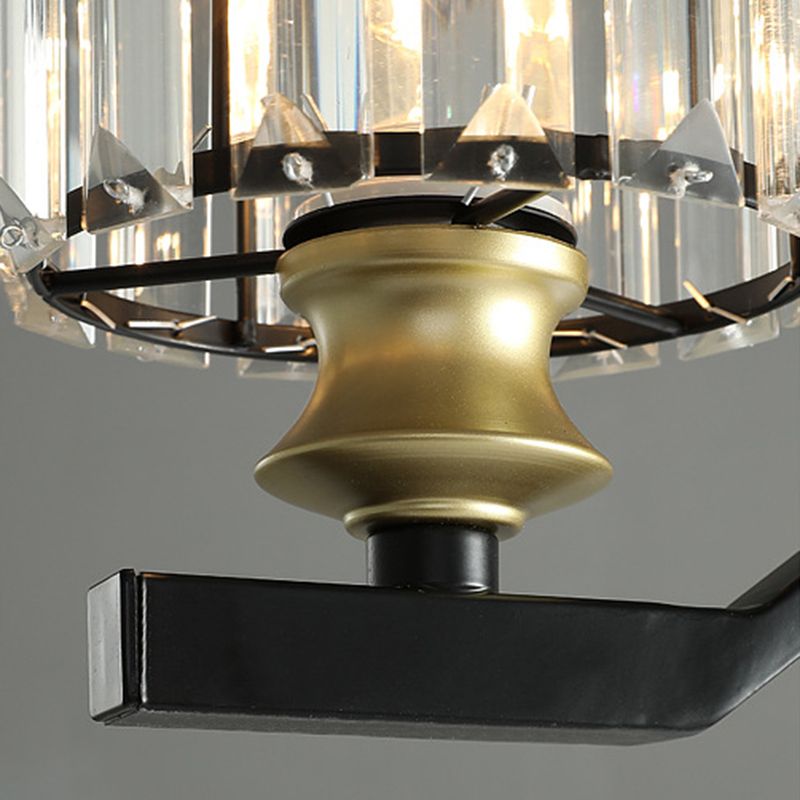 Dark Black 3-light Kitchen Island Lighting Crystal Geometric Shaded for Bedroom