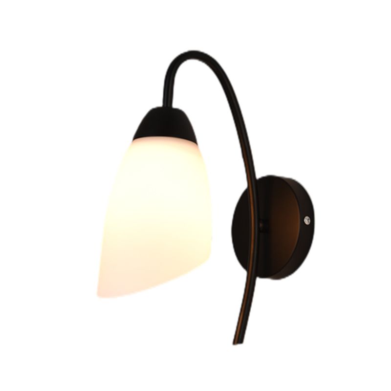 Industrial Black Wall Light Fixture with Glass Shade for Sitting Room
