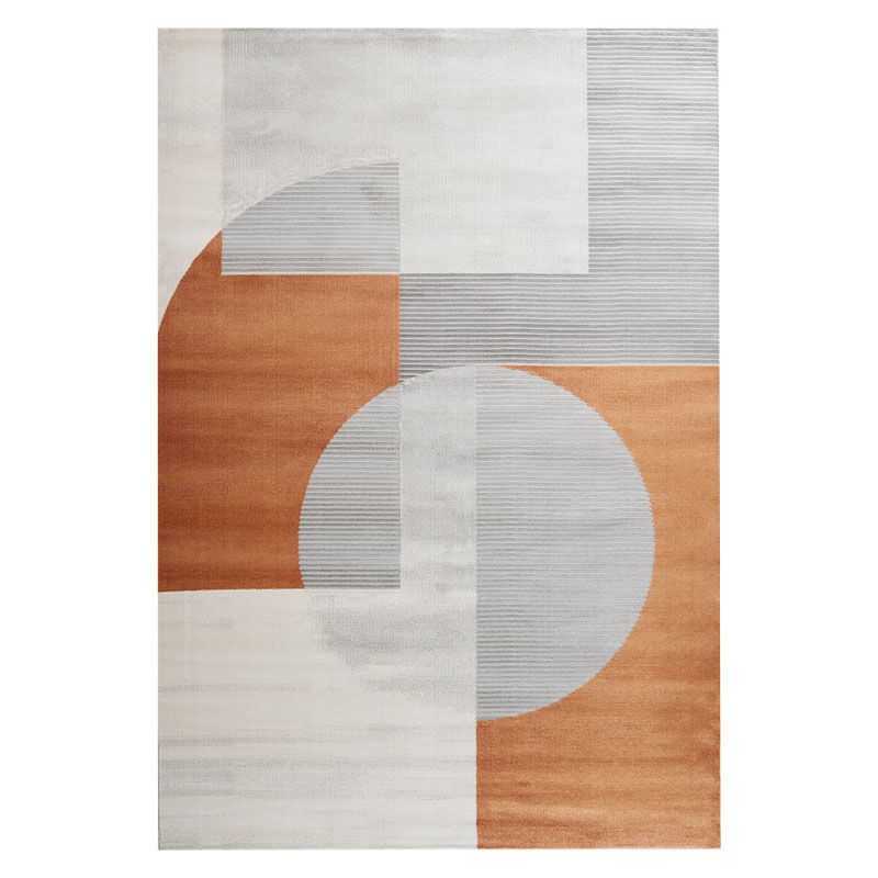 Artistic Orange Tone Carpet Modern Area Rug Polyester Stain Resistant Washable Rug for Living Room