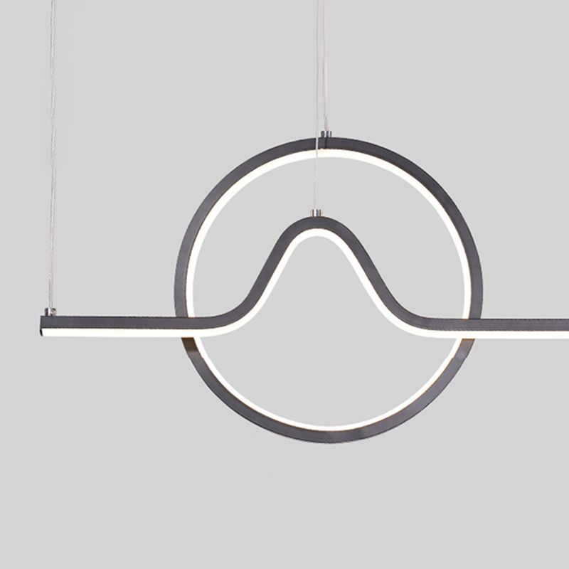 Simplicity Contemporary Style Island Light Line Shaped LED Hanging Light for Sitting Room