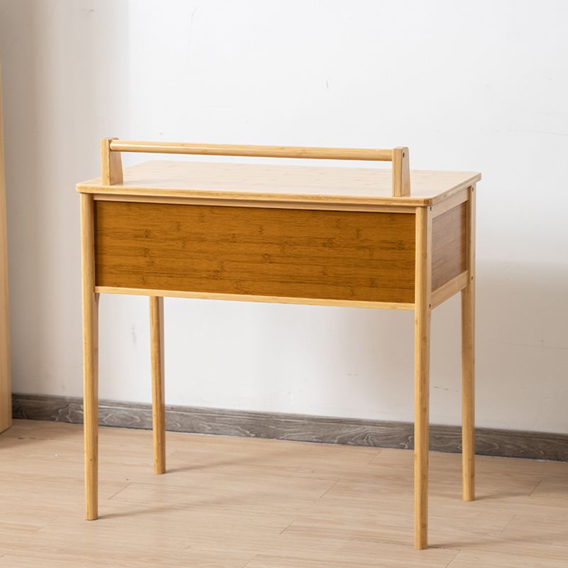 Natural Make-up Vanity Bamboo Flip-Top Dressing Table with 2 Storage Drawers