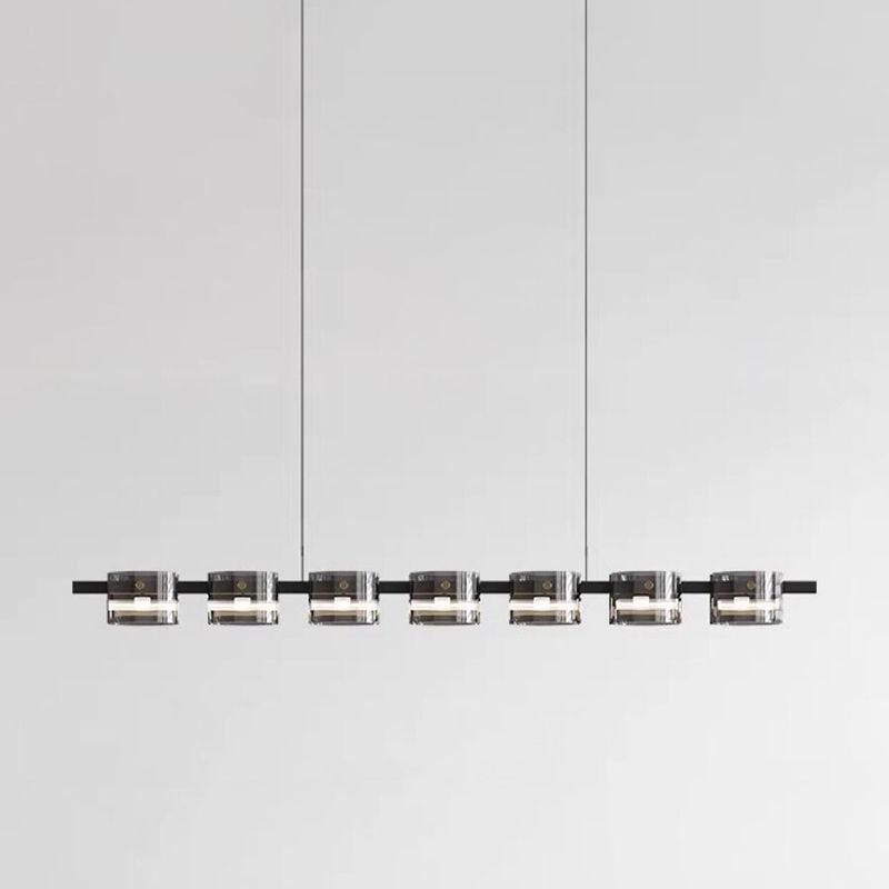 Modern Hanging Lighting Fixtures Glass Hanging Lamp Kit in Black Finish for Dining Room