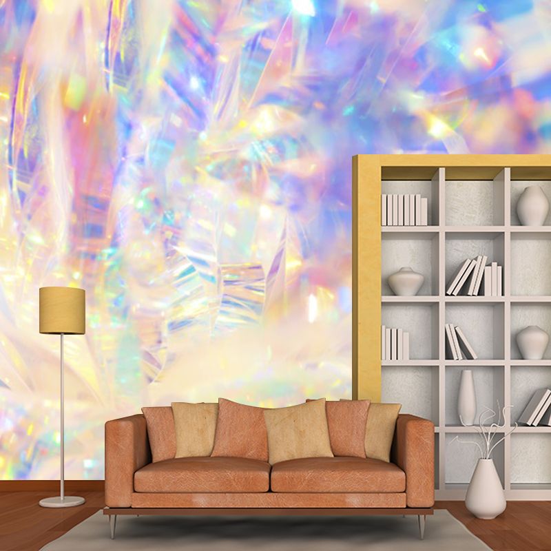 Huge Holographic Pattern Mural Yellow Non-Woven Wall Art for Home Decor, Personalised