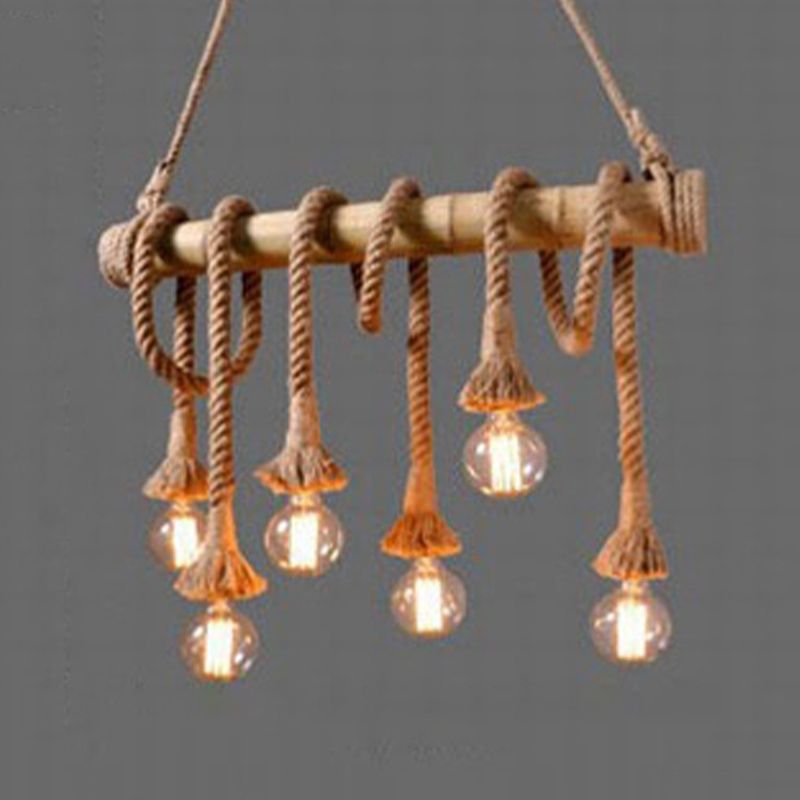 Industrial Style Island Lights Metal 3/6/8 Lights Pendant Light in Brown