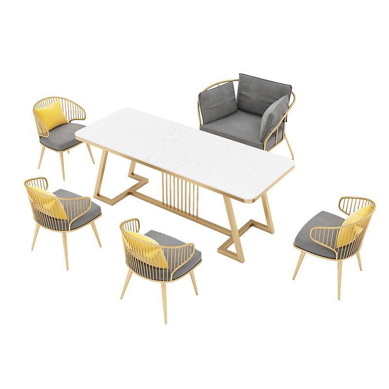 Metal Windsor Back Arm Chairs Upholstered Dining Chairs in Grey