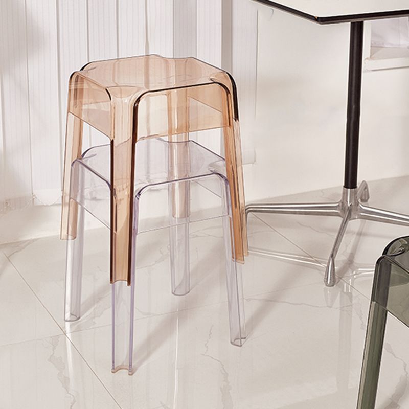 Modern Squared Counter Chair Plastic Backless Indoor Counter-height Stool
