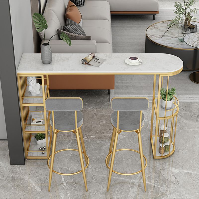 Contemporary Bar Dining Table Indoor Bar Height Pub Table with Shelves