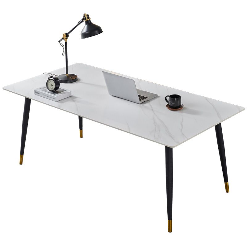 Rechthoek traditionele luxe tafel gesinterde stenen tafel met 4 zwarte poten