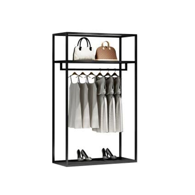 Industrial Style Coat Hanger Iron Coat Rack with Storage Shelving