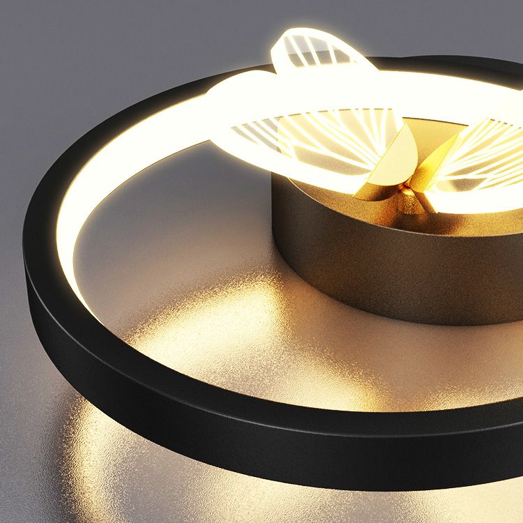Luz de pared de metal moderna LED geométrica LED apliques con mariposa para dormitorio