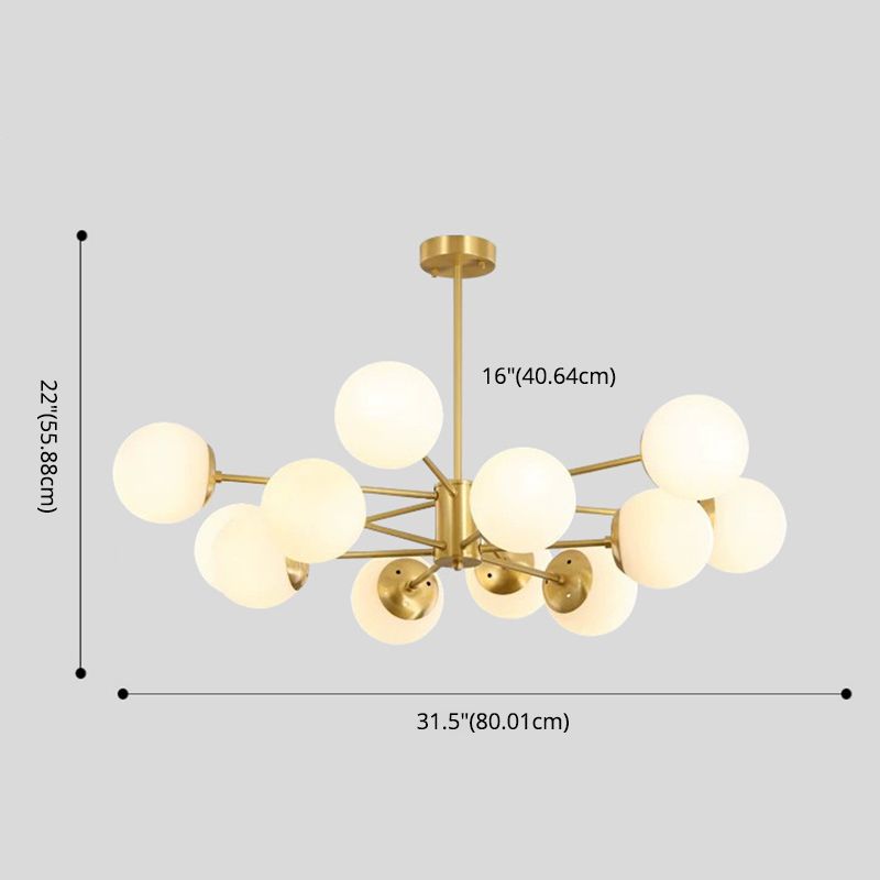 Lampada lampadina a forma molecolare dorata Ombrata di vetro bianco sfera moderno Stile semplicità Stile per sala da pranzo