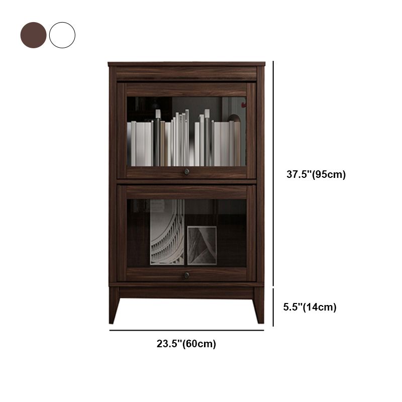 Contemporary Manufactured Wood Vertical Bookcase with Glass Doors