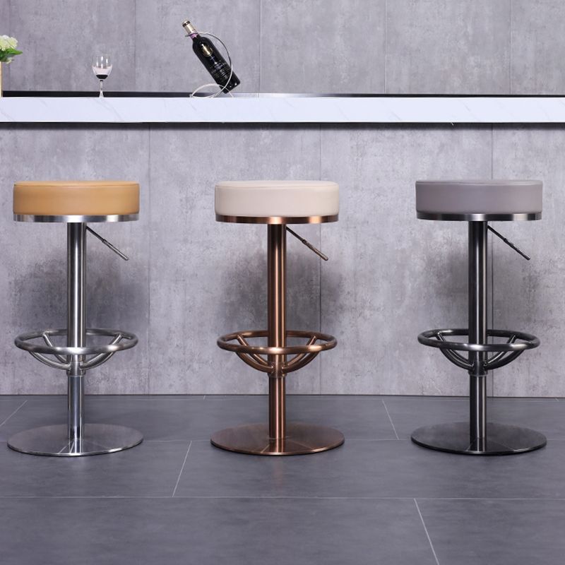 Industrial Leather Bar Stool Adjustable Backless Counter Stool for Bristol