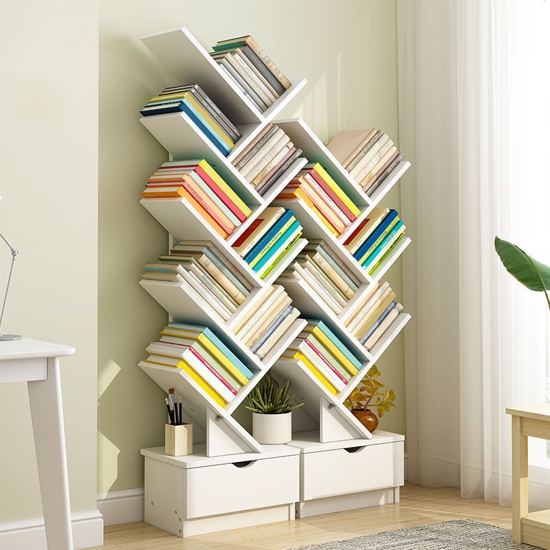 Open Back Vertical Bookshelf Engineered Wood Bookcase for Study Room