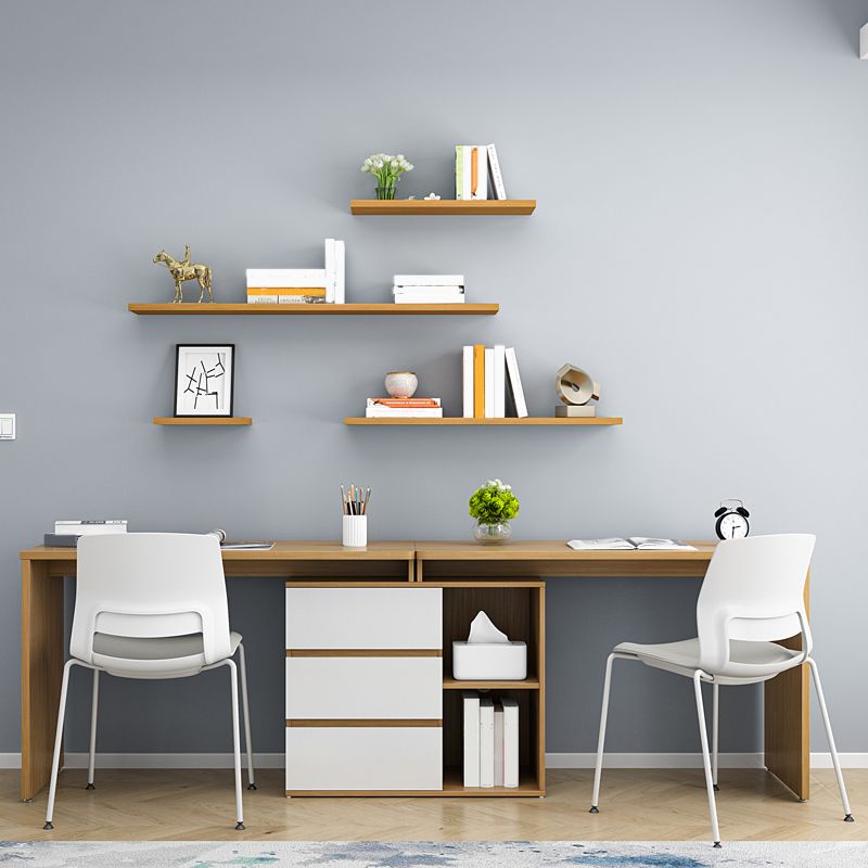 Contemporary Wood Bookshelf Closed Back Wall Mounted Bookcase for Office