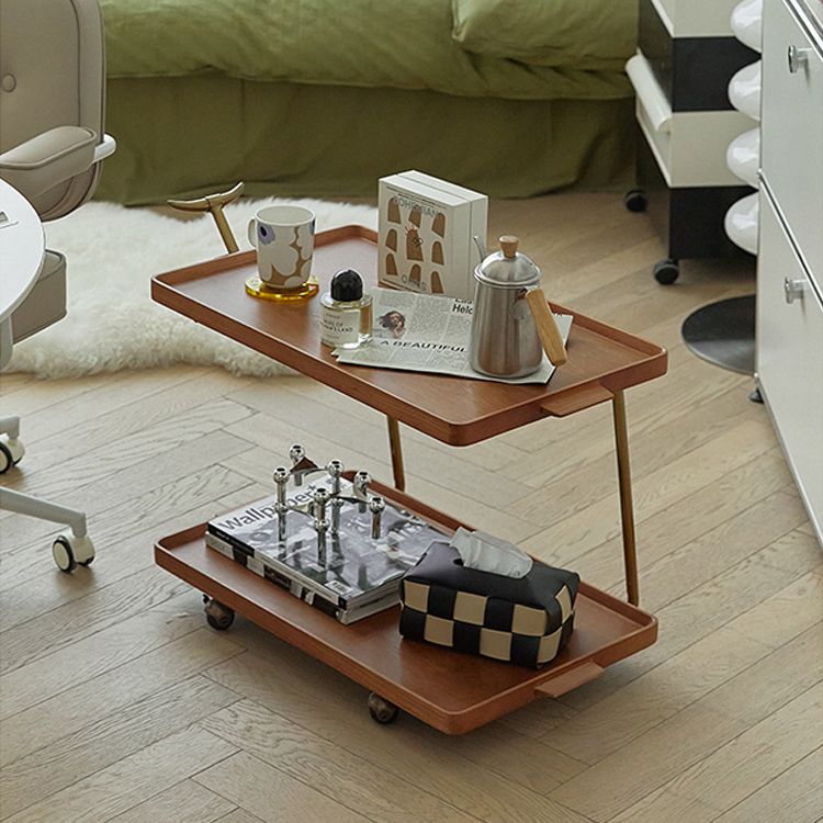 20.47" Tall Tray Top Side Accent Table Solid Wood End Slide Table