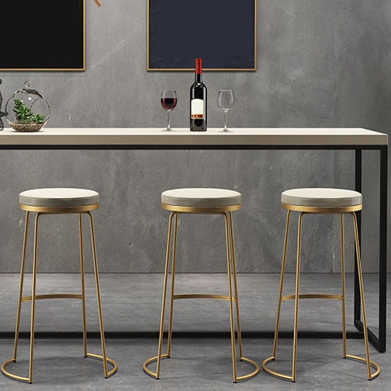 Modern Backrest Armless Counter Stool Metal Bar High Stool with Leather Cushion