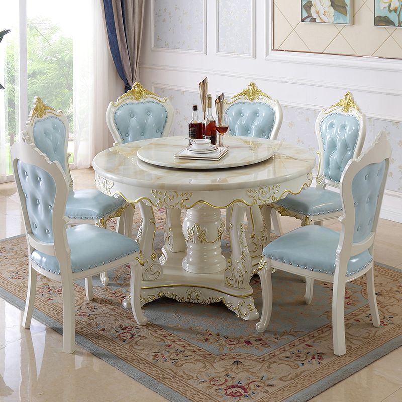 Mesa de comedor redonda de estilo victoriano Mesa de pedestal de madera maciza de madera maciza para comedor