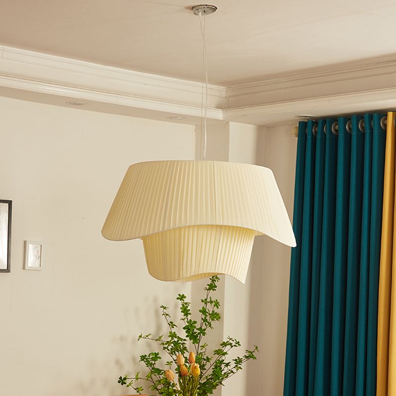 Shaded Ceiling Hung Fixture Minimalist Fabric Dinning Room Pendant Lighting Fixture