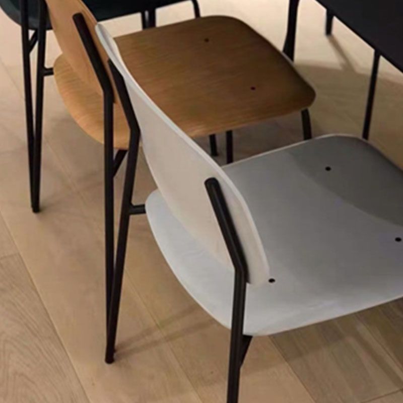 Contemporary Style Armless Chair Open Back Side Wooden Chair with Metal Base