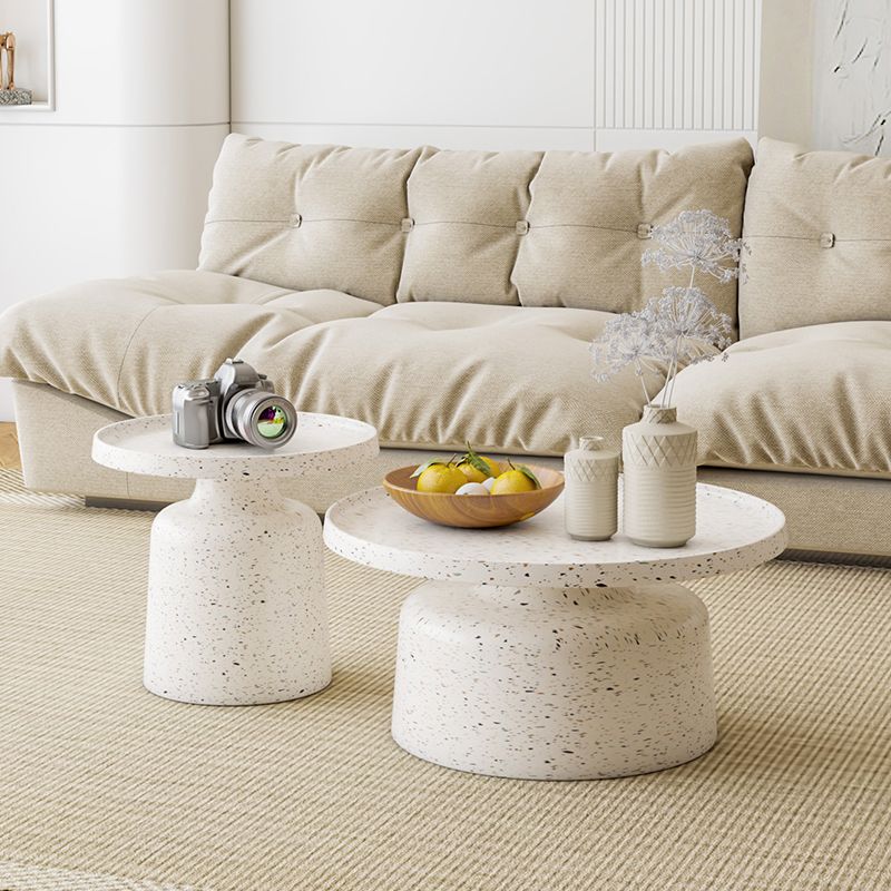 Modern Round Tray Top Cocktail Table Steel Pedestal Coffee Table