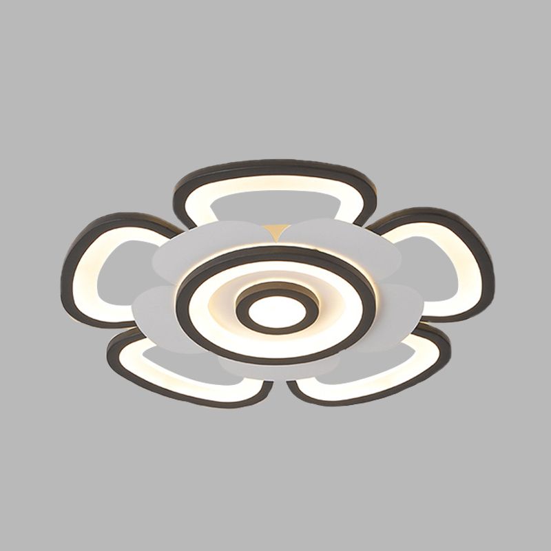 Blumen-Acryl-Unterputzleuchte, moderne LED-Deckenleuchte in Schwarz und Weiß mit warmem/weißem Licht, 20,5"/24,5" B