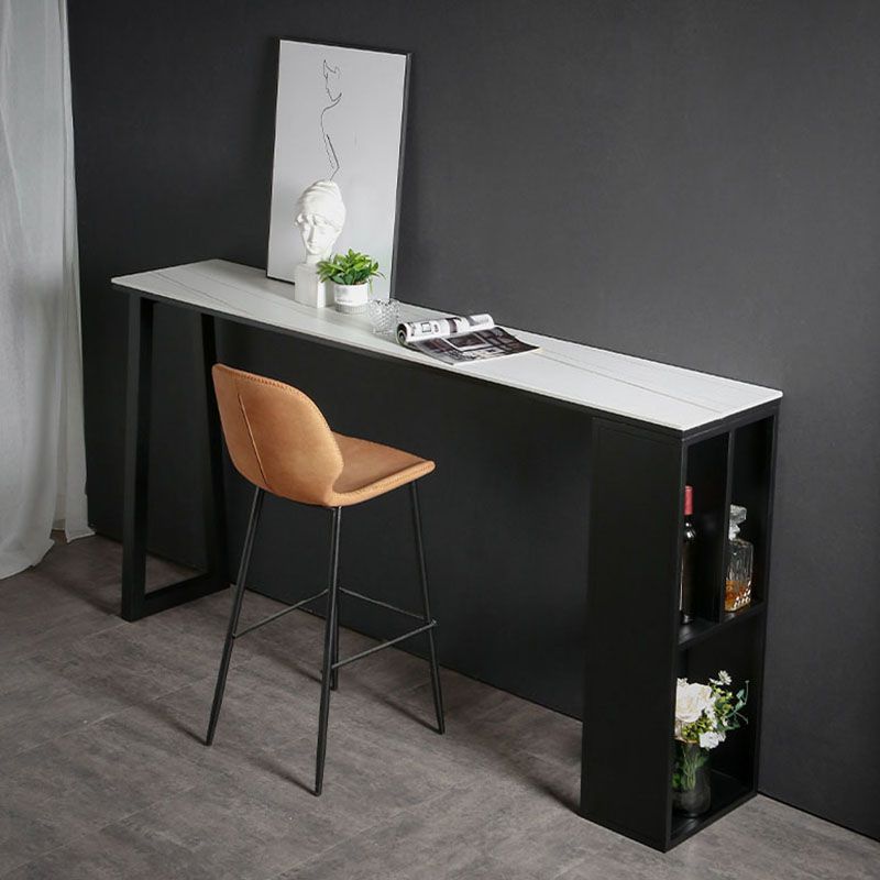 42-inch Height Cocktail Bar Table Industrial Style Metal Base Bar Height Storage Table