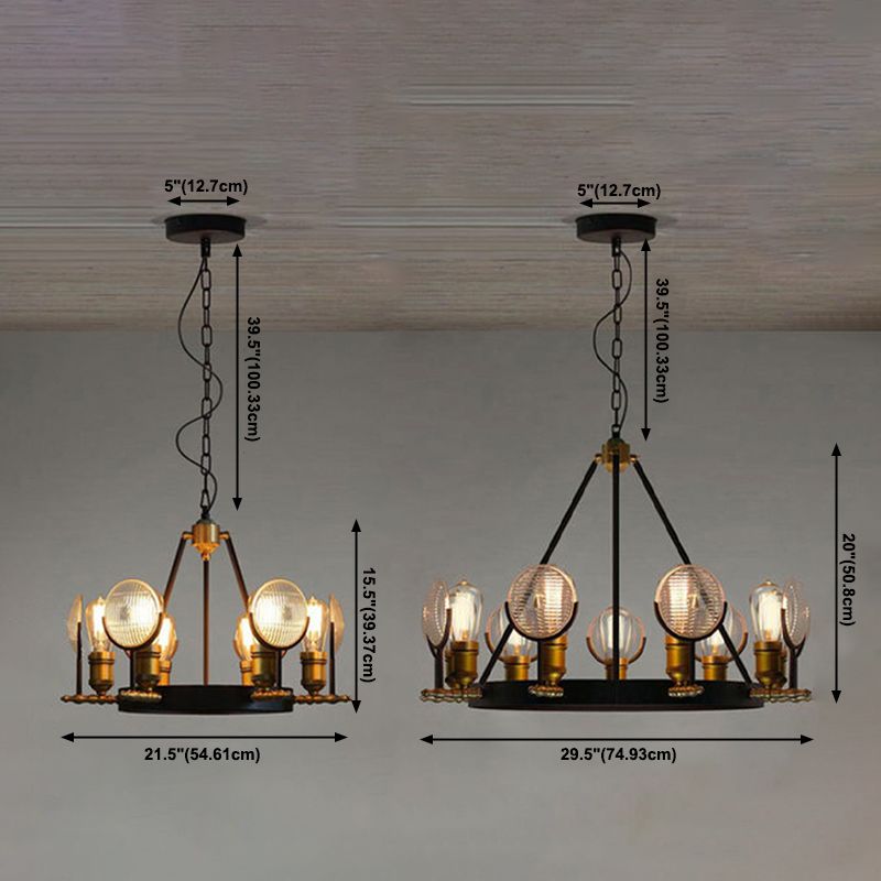 Luces de techo colgantes negros vintage Candelera colgante de metal para comedor