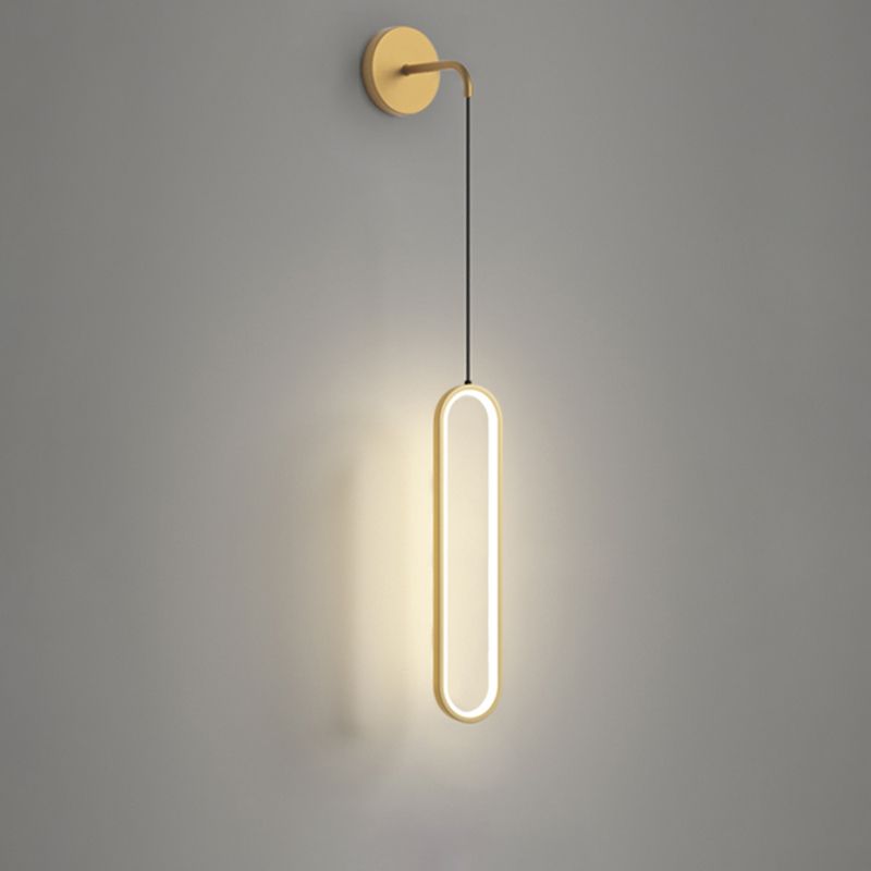 Modern Minimalist Style Oval Wall Mounted Light Fixture Metal 1 Light Wall Sconce Lighting for Bedroom