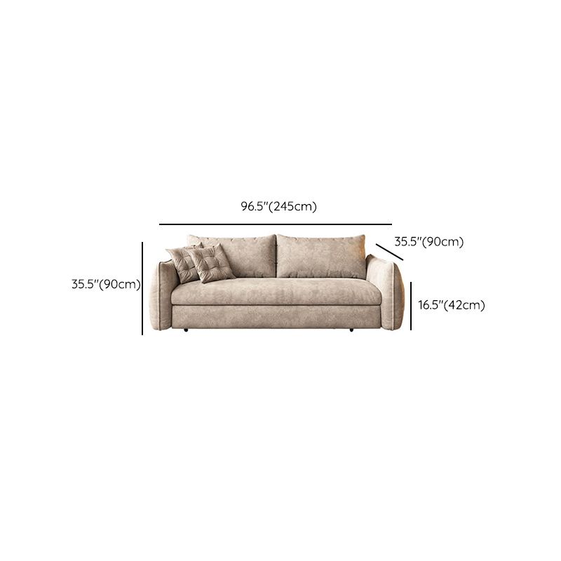 Modern Fabric Sofa Bed Brown Slipcovered Sleeper Sofa with Storage